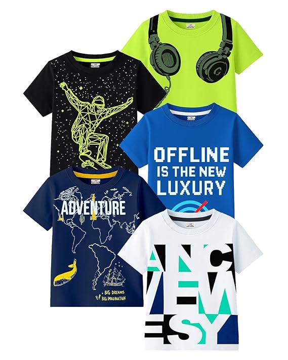 Kuchipoo Boys Regular Fit Half Sleeves Cotton T-Shirt