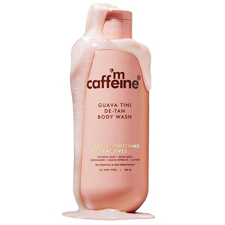mCaffeine 1% Glycolic Acid Detan Body Wash 300ml, with Niacinamide, Kojic Acid-Glutathione