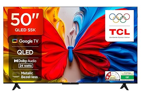 TCL 126 cm (50 inches) Metallic Bezel-Less, FHD Smart QLED Google TV