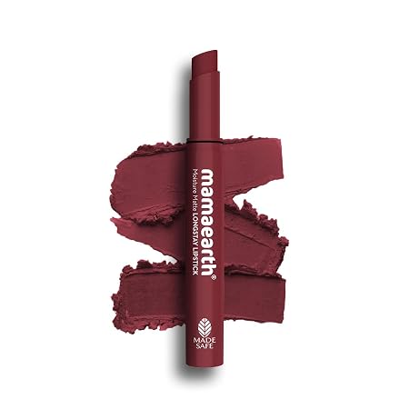 Mamaearth Moisture Matte Longstay Lipstick with Avocado Oil & Vitamin E for 12 Hour Long Stay, Amber Rose, 2 g