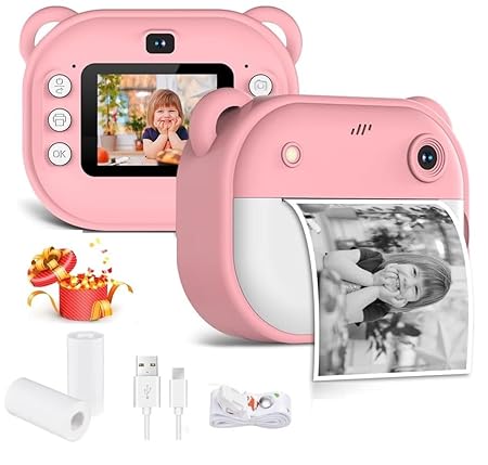 Kids Instant Print Camera, Mini Digital HD Photo & Video Camcorder