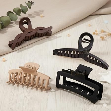 Cerrito Hair Claw Clips for Women Girls, 4 Pcs Large Strong Hold