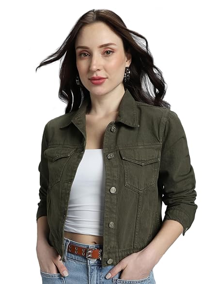 INKD Women's Overdyed Trucker Denim Jacket, 100% Cotton