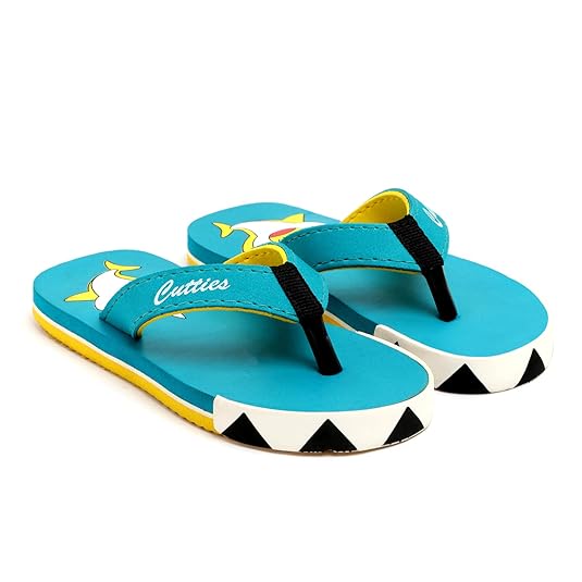 CUTTIES Flip Flops with Shark Design, Dolphin Print Flip Flops, Open Toe Thong Sandals, EVA Sole, Available in C.Green, 