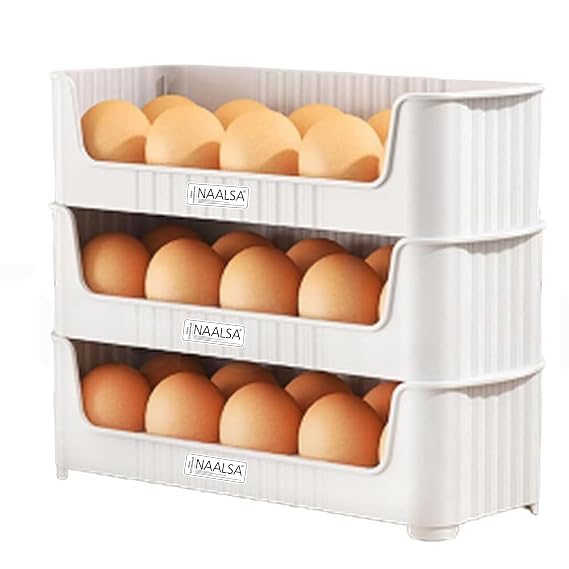 NAALSA ELITE Egg Tray Set of 3 Stackable, 30 Egg Storage