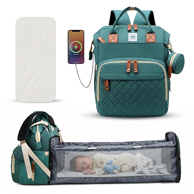 Buy Mee Mee Tiny Treks Baby Diaper Bag Backpack with Foldable Bassinet & Changing Station | Waterproof Maternity Travel 