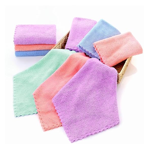 KAV Decor Face Towel, Set of 12 (25x25 cm, Multicolor)