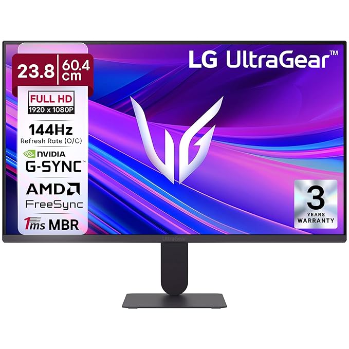 LG 24G411A 60.4 cm(24 Inch) Ultragear FHD(1920 x 1080) IPS Gaming Monitor, 1ms MBR, 144Hz (O/C), HDR10, NVIDIA G-Sync Co