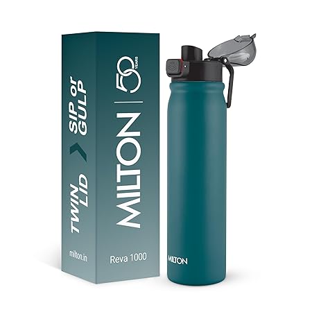 MILTON Reva 1000 ISI Certified Stainless Steel Water Bottle with Twin Wall