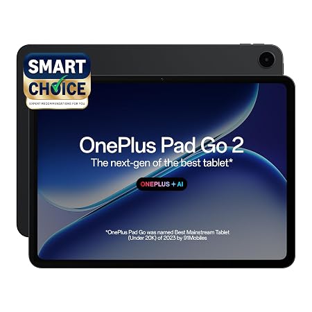 OnePlus Pad Go 2, [Smartchoice] | 30.73 cm (12.1 inch) 2.8K Display, Dolby Vision™, 120Hz Refresh Rate, Quad Speakers, AI, 10050 mAh Battery, 5G Tablet, 8GB RAM 256 GB Storage, Shadow Black