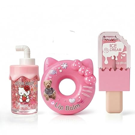 HUDA GIRL Lip Gloss Combo for Girls, Ice Cream Tint