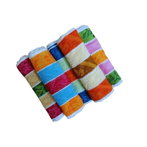 Threadglow Decors Cotton Multicolor Lunch Towel/Napkin for School Kids (11 x 16 Inches) | Small Hand & Face Towel | Reus