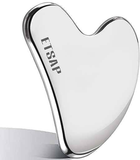 ETSAP Premium Stainless Steel Gua Sha,Metal Gua Sha Facial Tool. Firm Face Muscles, Reduce Puffiness, Facial Tension, He