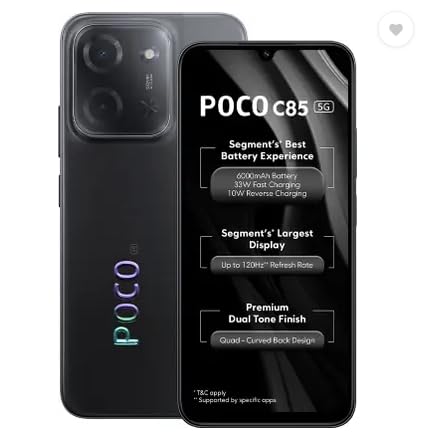 Poco C85 5G Power Black, 6GB RAM, 128GB ROM