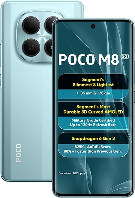 Poco M8 5G Glacial Blue 6GB RAM 128GB ROM