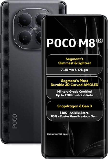 Poco M8 5G, Carbon Black, 8GB RAM, 128GB ROM