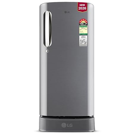 LG 185 L, 5 Star, Smart Inverter, Direct Cool Single Door Refrigerator (GLD1956ZAPZ, Shiny Steel, Base stand with Drawer