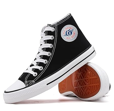 TrenDuty Long High Top Canvas Men Sneakers, Black
