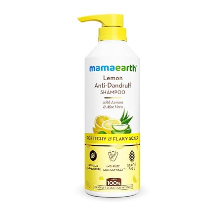 Mamaearth Lemon Anti-Dandruff Shampoo with ZPTO, Climbazole, Aloe Vera, 600 ml