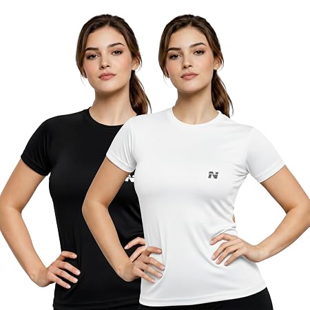 NINQ Women Pack of 2 Half Sleeve Compression Tshirt for Gym