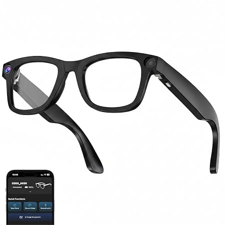 TMY Air Vision AI Smart Glasses with 8MP HD Camera for Hands-Free Photo and Video, AI Voice Assistant, Object Recognition, Bluetooth 5.3
