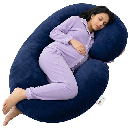 OYO BABY Pregnancy Pillow for Women C-Shape Full Body Pillow, Complete Support for Head, Back, Belly, Hips & Legs, Removable Washable Velvet Cover