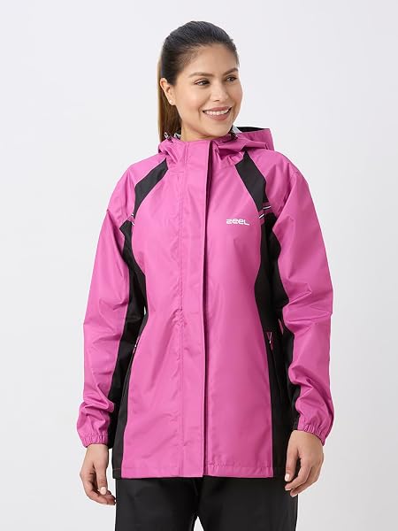 ZEEL Rain Coat for Women Waterproof with Adjustable Hood, Rainwear Suit
