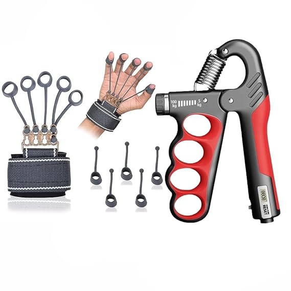 ODDISH Way to Fitness Adjustable Hand Grip Strengthener with Finger Exerciser Combo