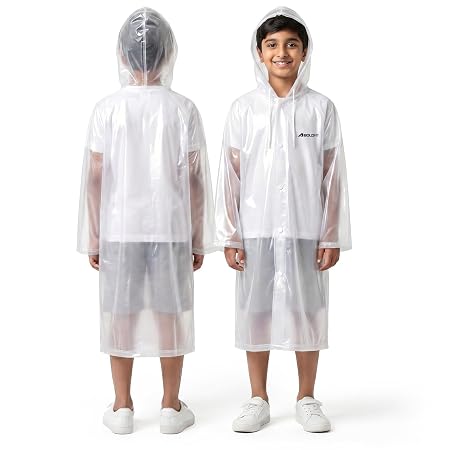 Boldfit Kids Unisex Long Raincoat for Boys & Girls, PVC Waterproof Rain Jacket