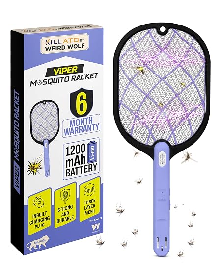 Weird Wolf Mosquito Killer Racket with Built-in Charging Plug