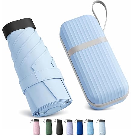 REXERA UV Travel Mini Folding Ultra Compact Pastel Umbrella with Hard Case