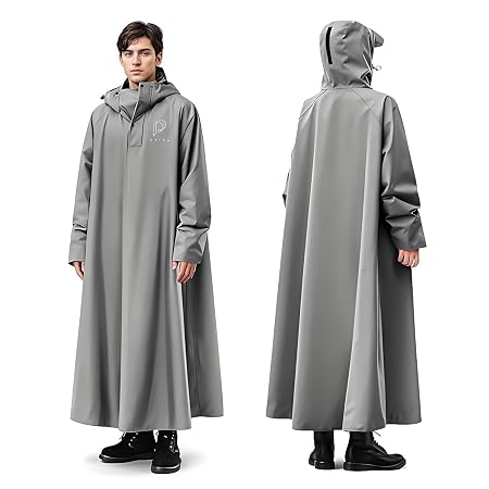 PALAY Long Rain Coat, Raincoat for Men Women Waterproof, Reusable Hooded