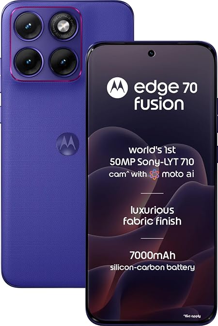 Motorola Edge 70 Fusion 5G, Pantone Orient Blue, 8GB RAM, 128GB Storage