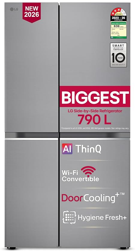 LG 790 L, 3 Star, Frost-Free, Wi-Fi Convertible, Smart Inverter
