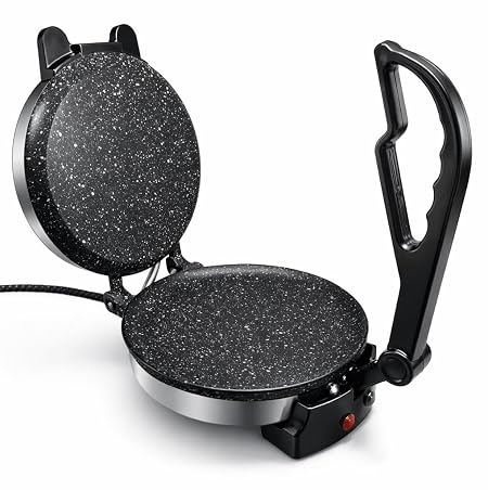 ISILER Roti Maker 950W Electric Multi Maker Automatic with 8.5 Inch Cooking Plate Non-Stick Coating Cool Touch Handle Fast Heating