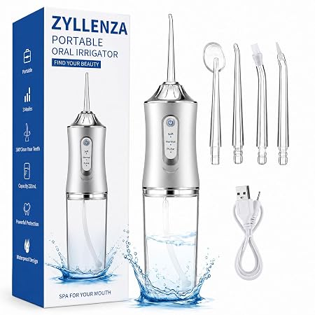Oralfree Portable Oral Irrigator Water Flosser for Teeth Cleaning, Rechargeable Cordless Dental Flosser with 3 Cleaning Modes, 220ML Water Tank, Waterproof USB Charging Oral Care Device for Adults & Kids (Multi)